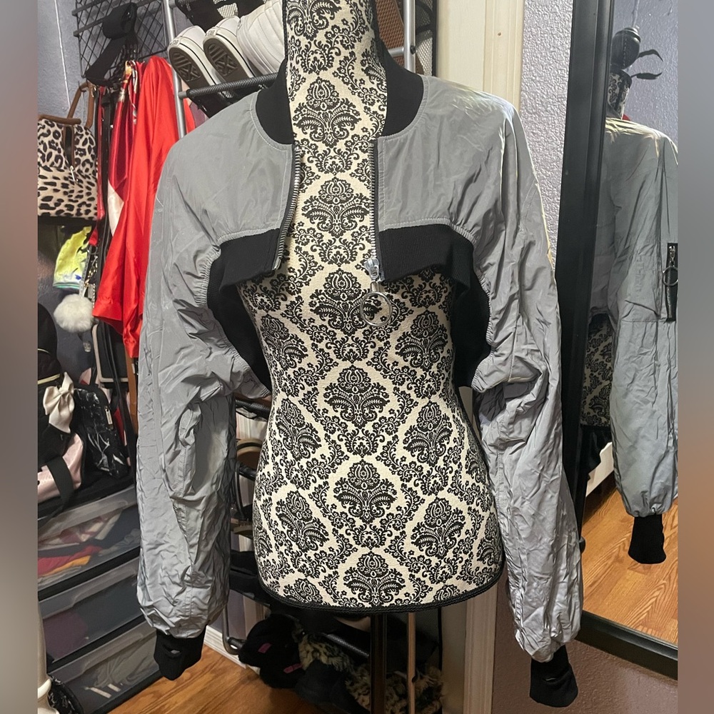 Reflective Cropped Zip Up Jacket - image 4